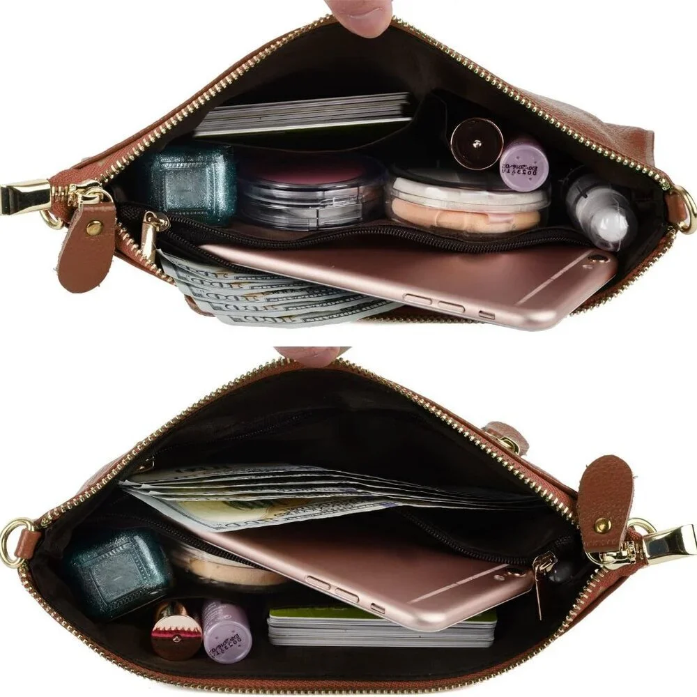 Genuine Leather Wristlet Purse Crossbody Wallet Cell Phone Clutch Women